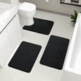 thumbnail image 1 of CHAKME Set of 3 Absorbent Memory Foam Bath Mat Set Bathroom Rugs, Pebble Massage Mat black, Large 20"x32", Small 17"x24", Contour 24"x20", 1 of 8