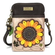 Crossbody Cell Phone Purse | Women's Wristlet Handbags with Adjustable Strap (Ivory_Sunflower)