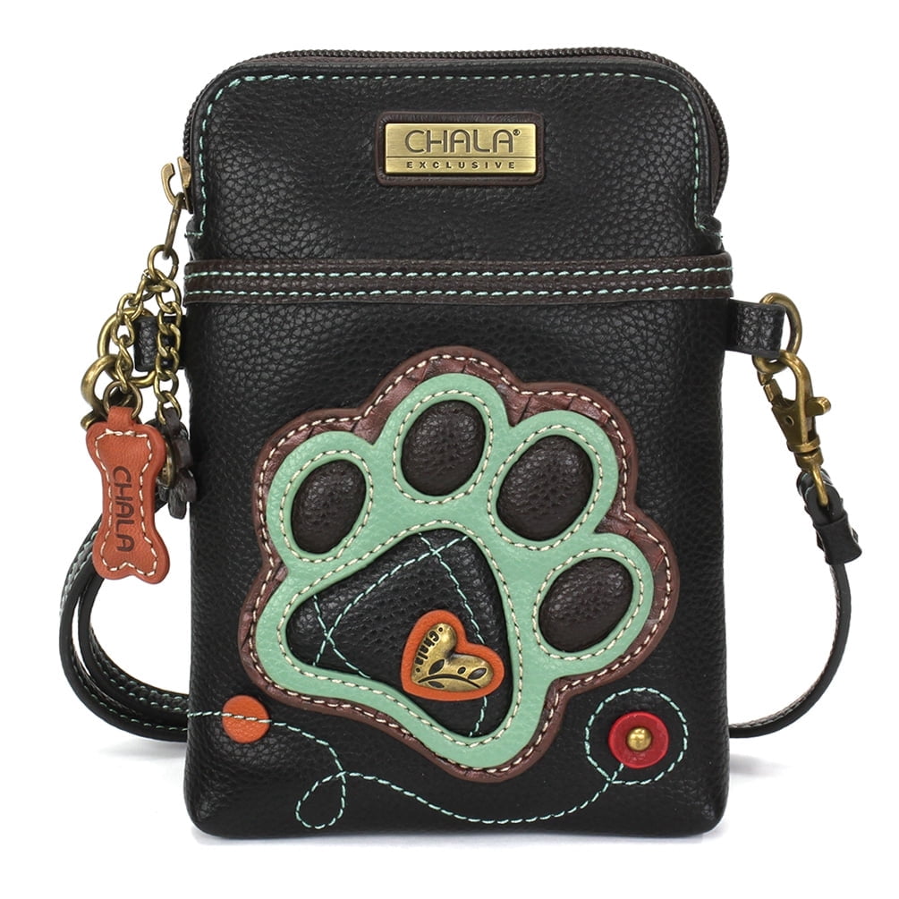 CHALA Handbag Crossbody Cell Phone Purse Women's Wristlet Handbags with Adjustable Strap- Teal Paw Print