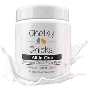 Chalky Chicks 16 Fl Oz Matte Powdered Snow (Pure White) Chalk Paint for Furniture Without Sanding - No Prep Furniture Paint No Sanding All in One for Crafts, Walls, Cabinet, Metal, Dresser, Farmhouse