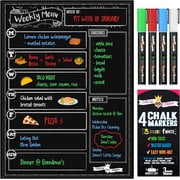 CHALKY CROWN Magnetic Dry Erase Menu Board for Fridge Includes 4 Liquid Chalk Markers - Weekly Meal Planner Blackboard, Grocery List & Notepad for Kitchen Refrigerator - Chalkboard Magnet 15.6 x11.6