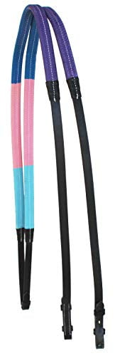 CHALLENGER 54" English Leather Reins - Black With Multicolor Rubber Grip