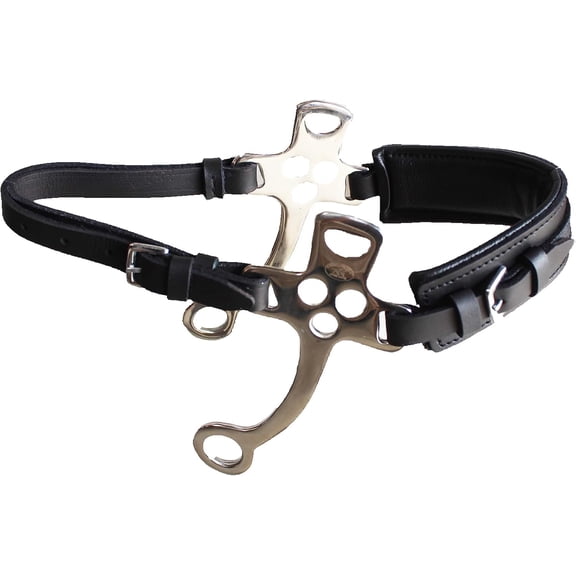 CHALLENGER Horse Leather Short Shank Padded Noseband Training Hackamore Curb Strap 35H69