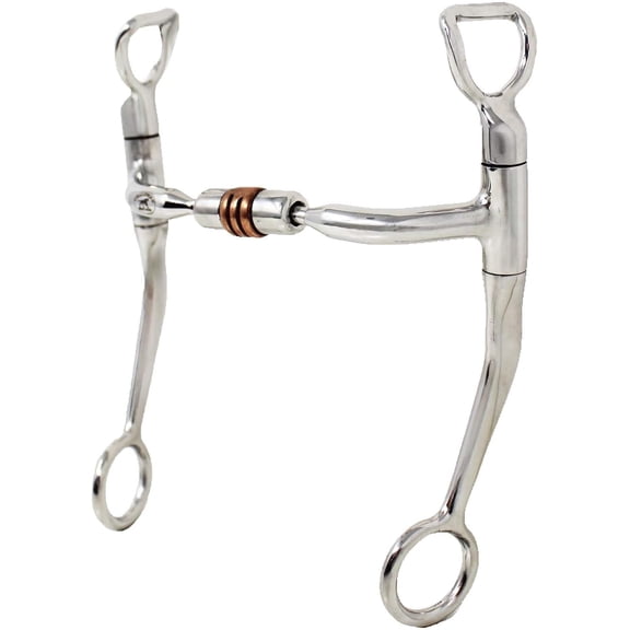 CHALLENGER Horse Stainless Steel Western 5" Copper Roller Jointed Mouth Curb Horse Bit 35GA03B