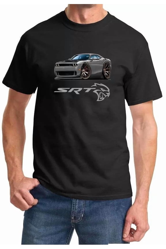 CHALLENGER SRT HELLCAT CLASSIC GREY MUSCLE CAR DESIGN TSHIRT NEW
