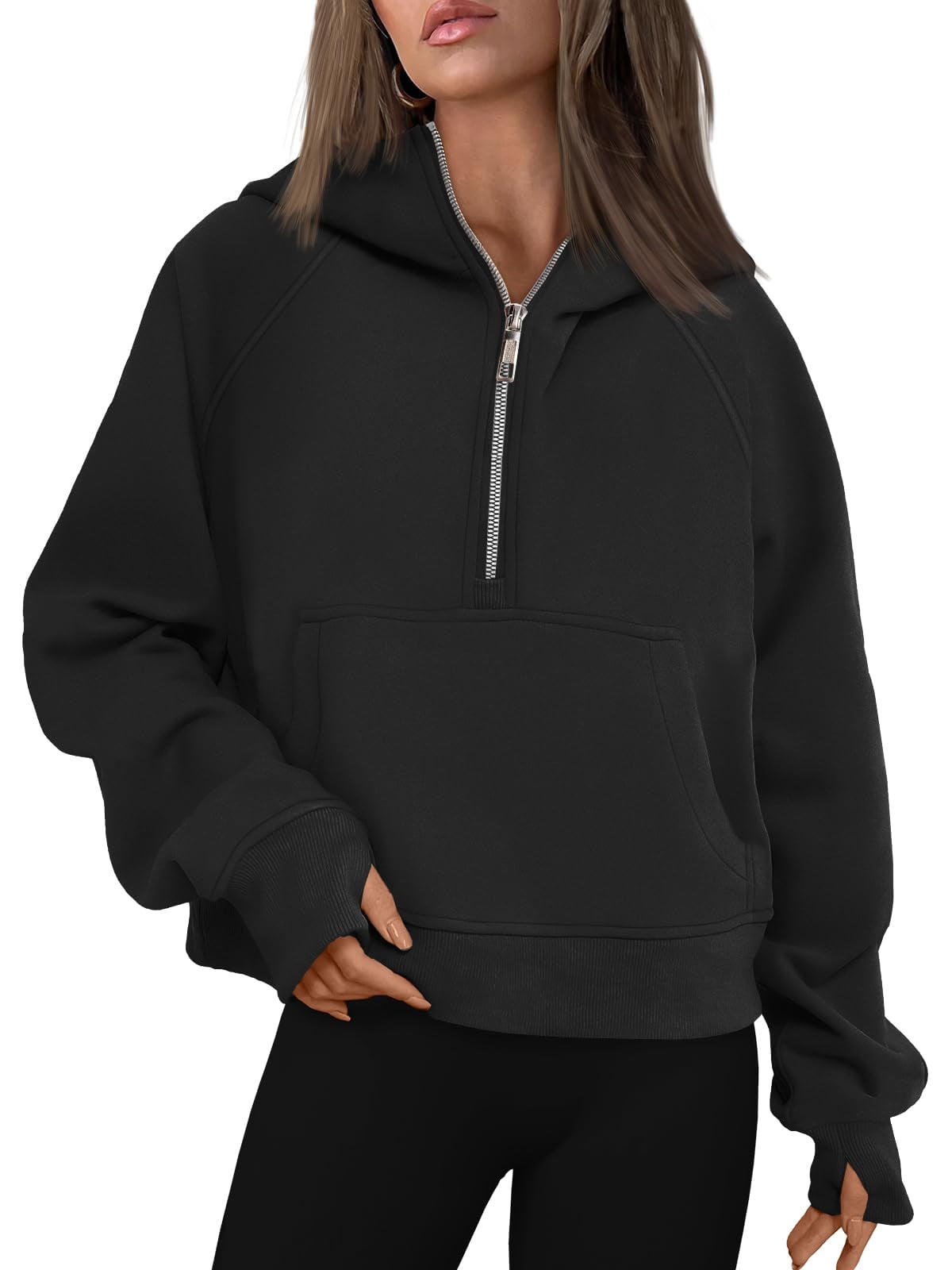 Half zip top cropped hoodie