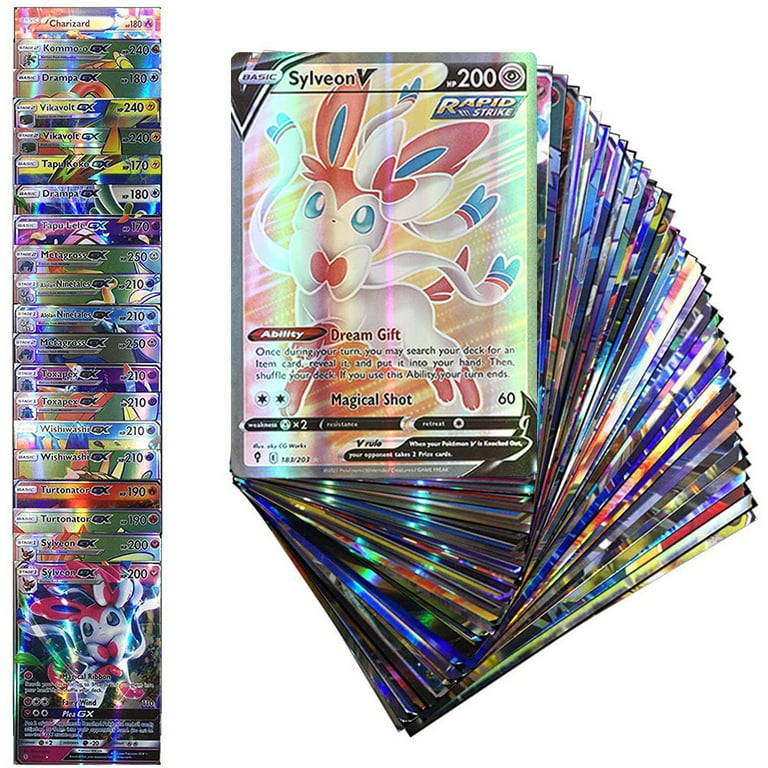 CHAMAIR 100pcs Vmax+Vstar+Lillie Battle Game Cards Ultra Rare