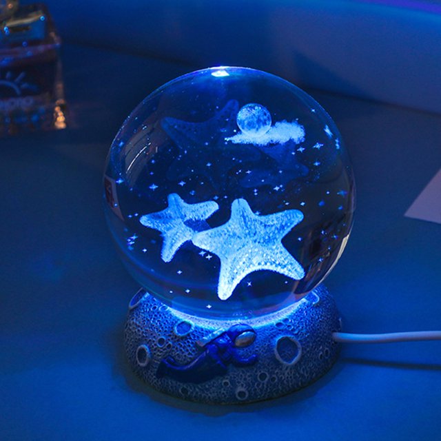 CHAMAIR 3D Carving Crystal Ball Night Light USB Plugin Lighting