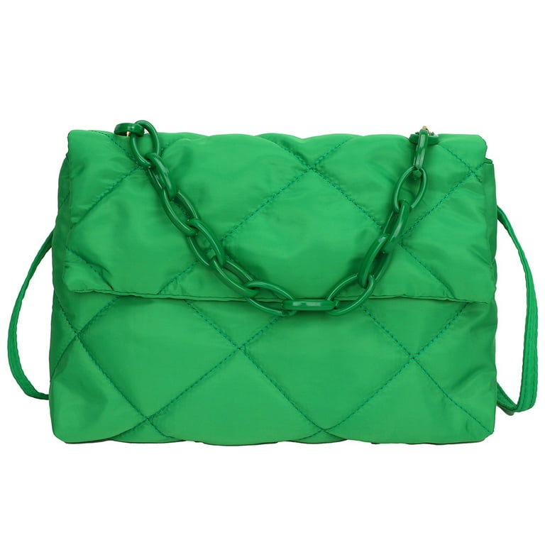 Chamair Chain Messenger Bag Casual Flap Shoulder Bag Quilted Winter for Party (Green), Women's, Size: One size, Black