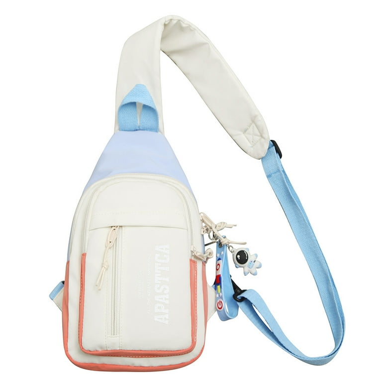 CHAMAIR Chest Bag Contrast Color Shoulder Bag with Pendant for Outdoor Sports Orange