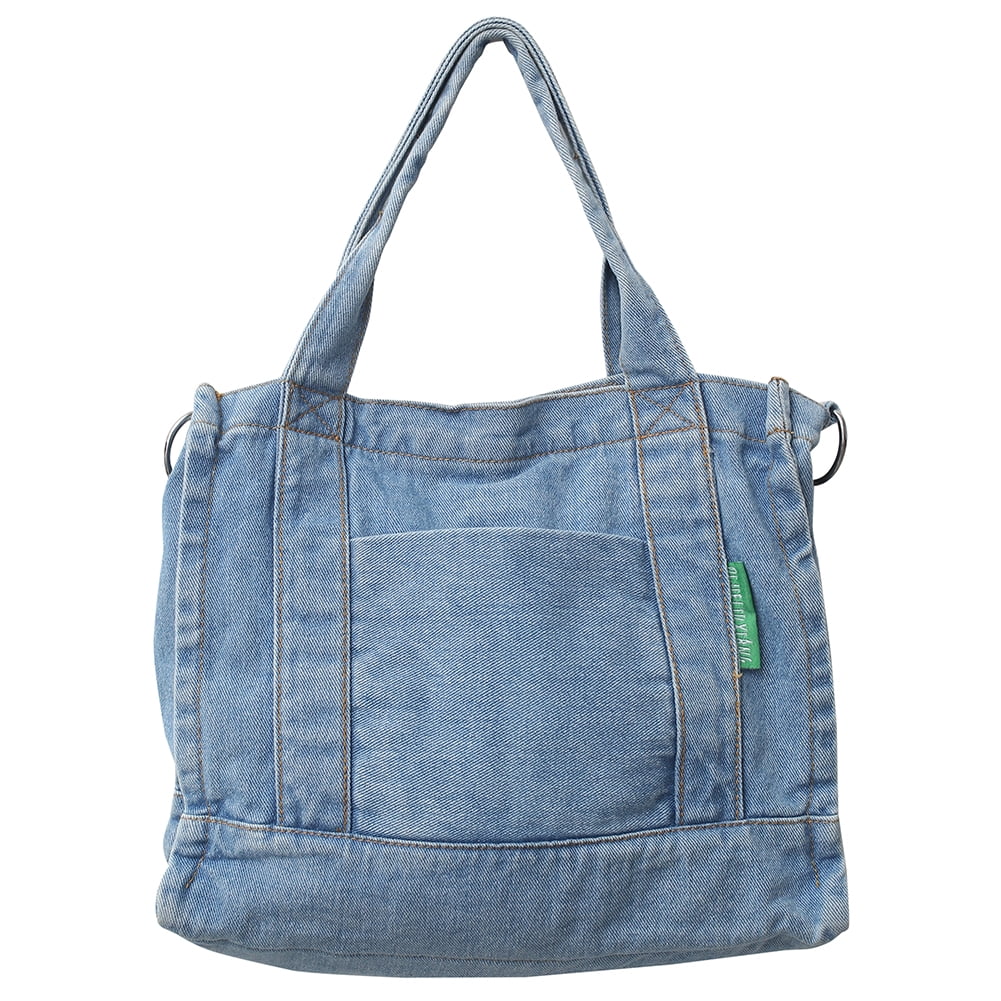 CHAMAIR Denim Shoulder Bag Large Capacity Women Tote Fashion for Travel  (Light Blue)