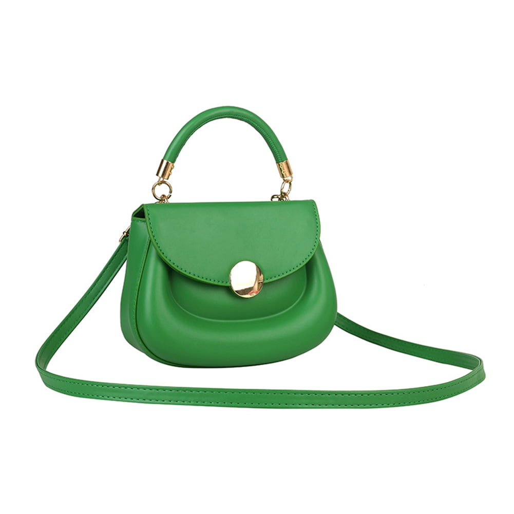 Solid Green Hobo Bag Ruched Detail Minimalist PU