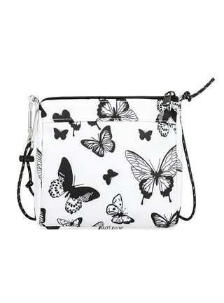 Butterfly Decor PU Leather Shoulder Bag Charcoal / One Size