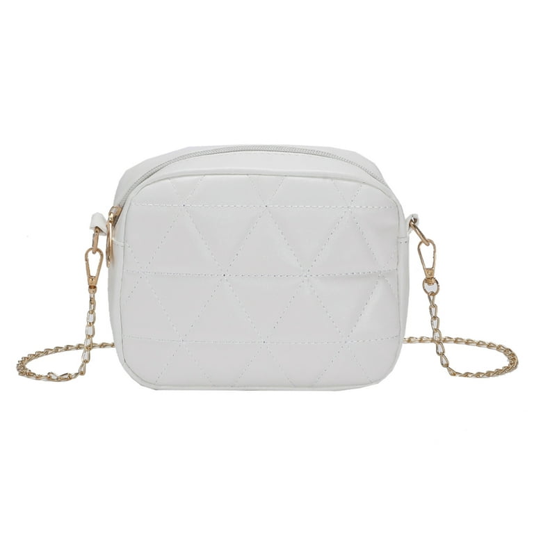 CHAMAIR Plaid Messenger Bag Fashion Chain Small Square Shoulder Bags for  Work (White)