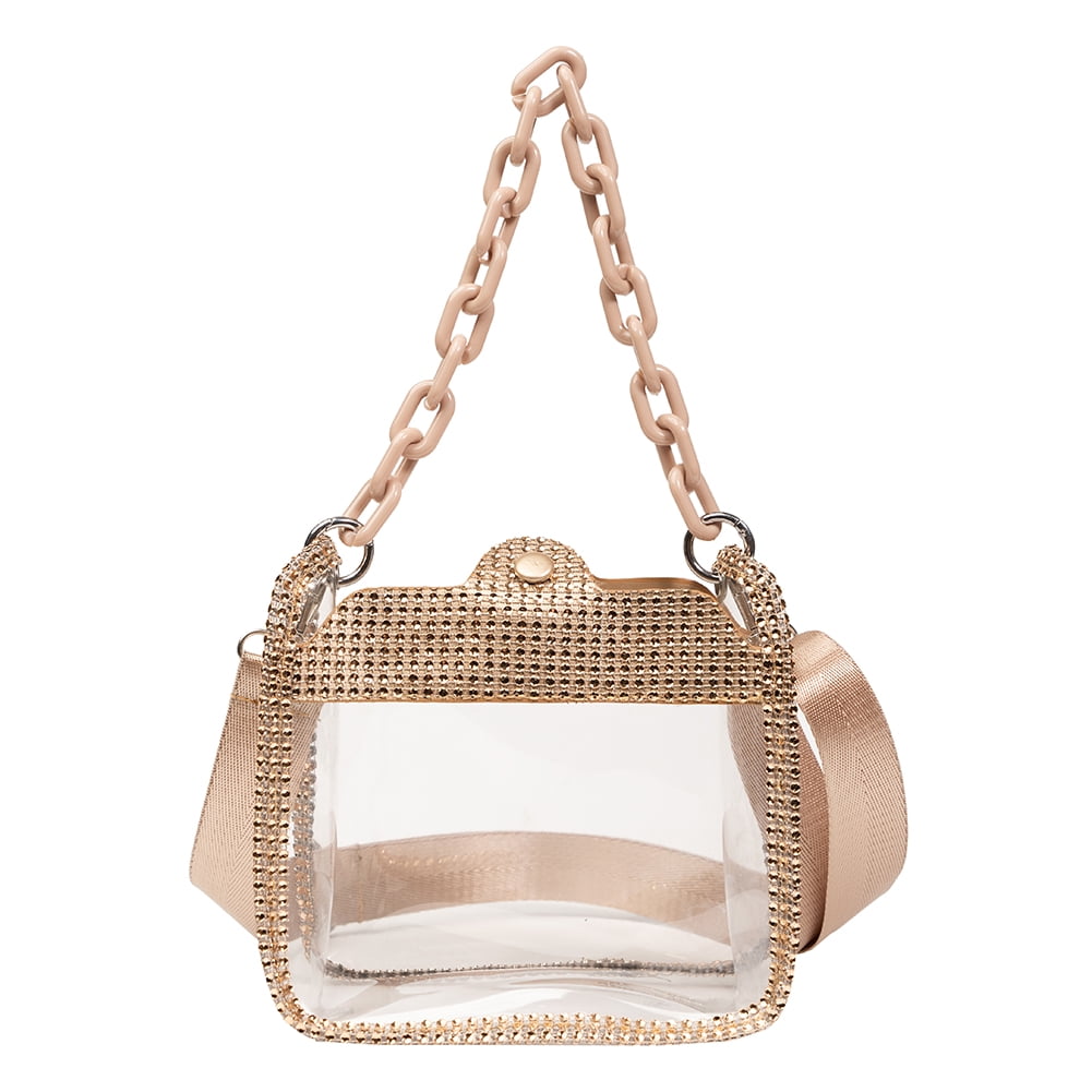 CHAMAIR Rhinestones Crossbody Bag Women Bling Chain Small Clutch Handbags  (Gold)