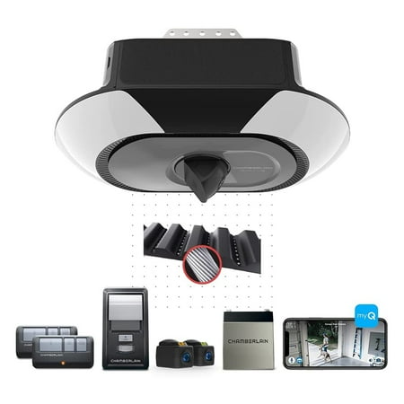 Chamberlain - 1-1/4 HP LED Quiet Belt Drive Video Smart Garage Door Opener - Black