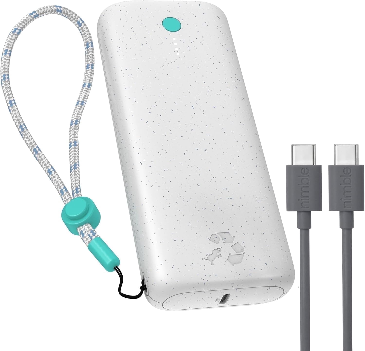 Nimble Champ Pro Portable Charger, 20,000mAh Power Bank with Cable, 65W Dual USB-C Fast Charging Battery Pack, Travel Essential Phone Power Bank for iPhone 16/15/14/13 Galaxy MacBook iPad Airpod