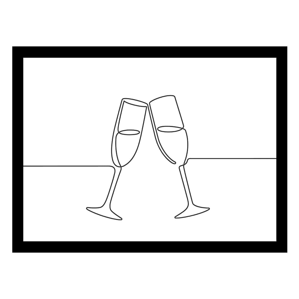 CHAMPAGNE TOASTING LINE ART Framed Print