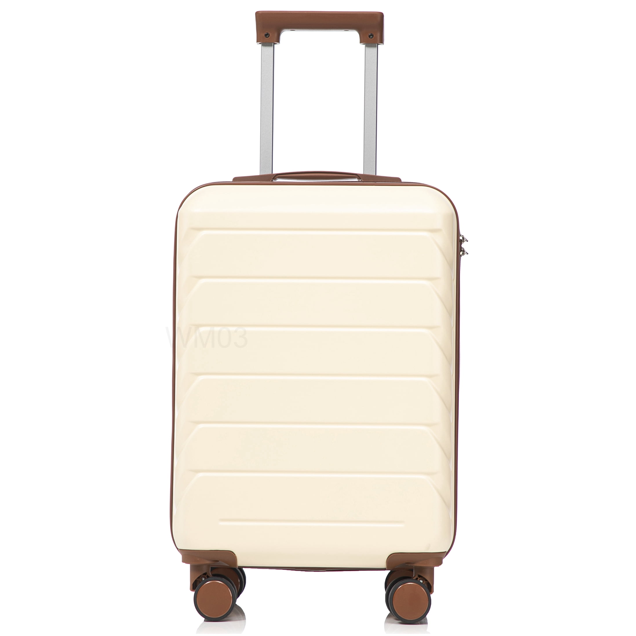 CHAMPFLAG 20 Inch Hardside Spinner Luggage, Beige ABS Carry-On with Combination Lock &; Silent Wheels, Travel Checked Bag