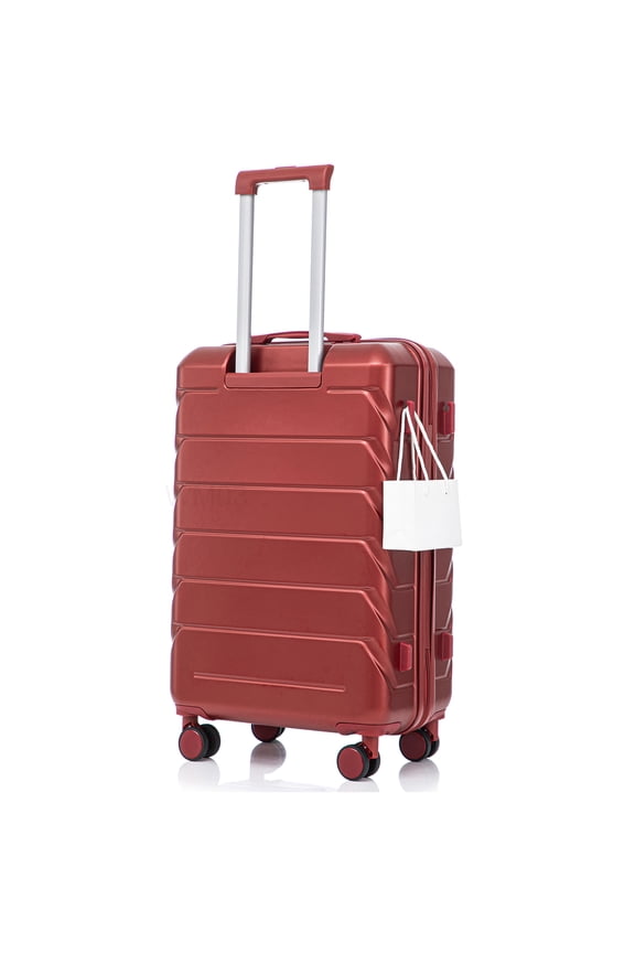 28 Inch Checked Luggage with Spinner Wheels, Durable ABS Hardshell in Wine Red, Features TSA Lock &; Large Capacity for Travel