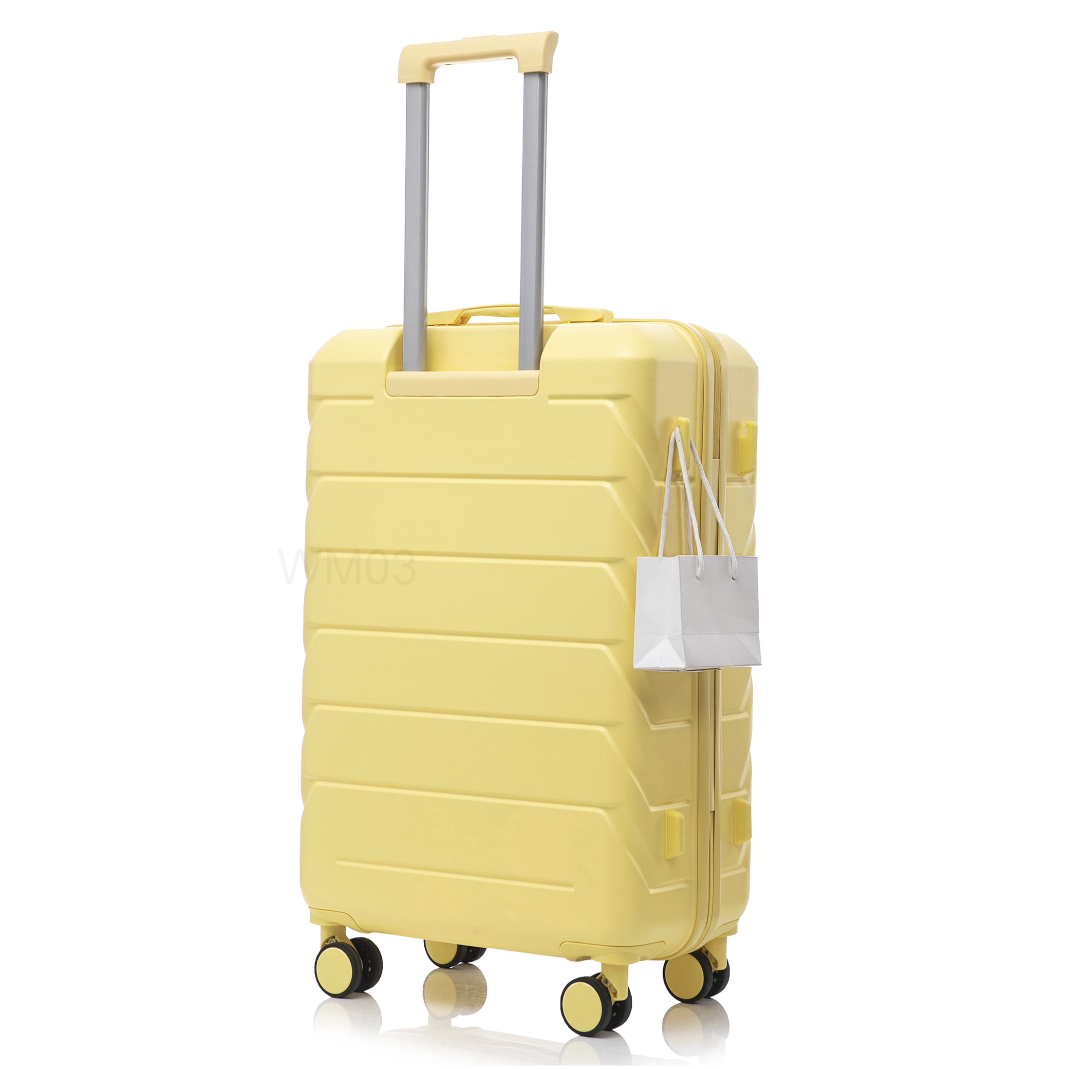 CHAMPFLAG 28" Large Checked Luggage, Yellow Scratch Resistant Hardside with 360° Wheels &; Lock, Perfect for Long Term Travel &; Holidays