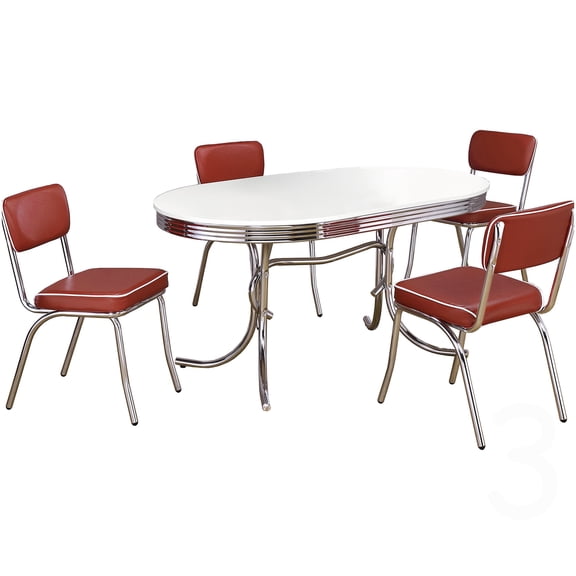 Red Retro Dining Tables and Chairs for Stylish Kitchen Spaces