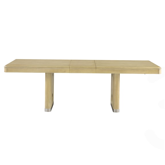 CHAMPFLAG 6-Person Rectangular Dining Table with Hidden Butterfly Leaf, Solid Wood & MDF, Natural Transitional Style