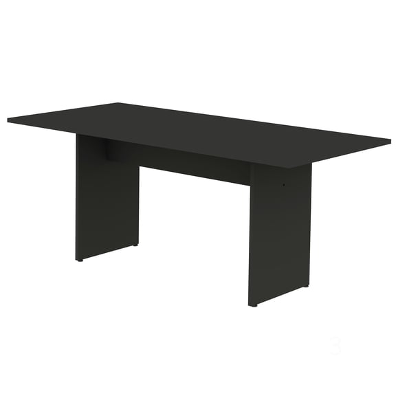 CHAMPFLAG 67.9" Rustic Dining Table, Charcoal Wood Grain Finish, Seats 6, Easy Assembly H-Base Table