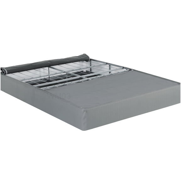 CHAMPFLAG 9 Inch Full Size Folding Box Spring Replacement, Heavy Duty 800lb Support Metal Bed Frame with Grey Fabric Cover