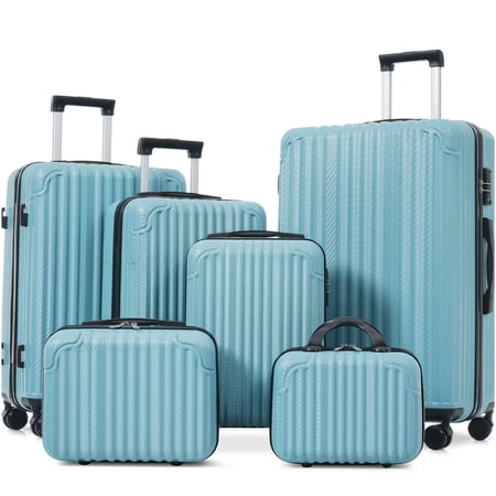 CHAMPFLAG ABS Hardshell 6-Piece Luggage Set with Spinner Wheels &; TSA Lock, Lightweight Carry On and Checked Suitcases