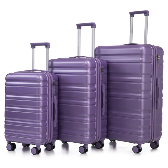 CHAMPFLAG ABS Hardside Luggage Set 3-Piece Purple, 20 24 28 Inch Spinner Suitcases with TSA Accepted Lock, Carry On Size Included