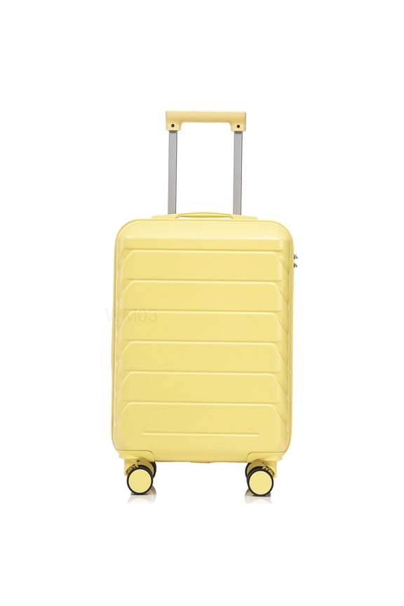 Airline Approved Checked Luggage, 20 Inch Yellow ABS Suitcase with 4 Spinner Wheels &; Built-in Lock