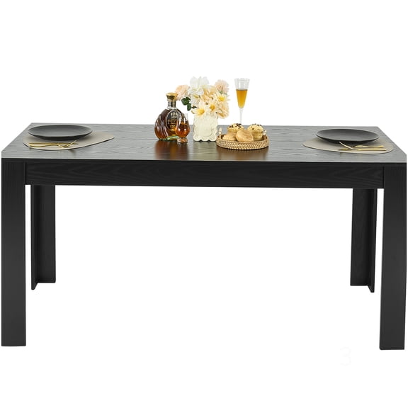 CHAMPFLAG Black Kitchen Table for 4-6 People, 60x31.5 Inch Rectangular Dining Table with Scratch-Resistant Top