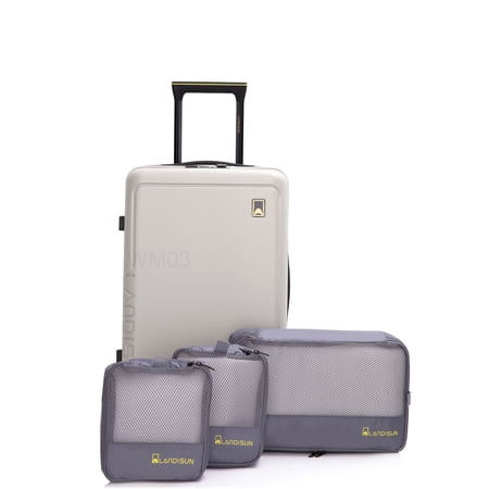 CHAMPFLAG Compact Beige Hard Side Suitcase, 19 Inch Airline Approved Carry-On with ABS+PC Shell and Spinner Wheels