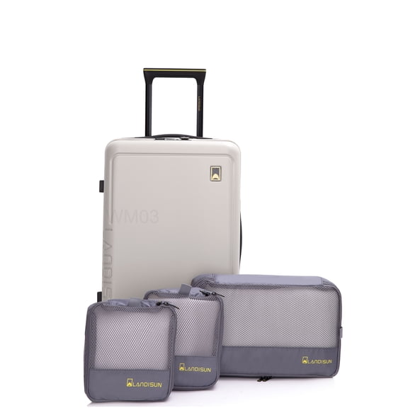 CHAMPFLAG Compact Beige Hard Side Suitcase, 19 Inch Airline Approved Carry-On with ABS+PC Shell and Spinner Wheels