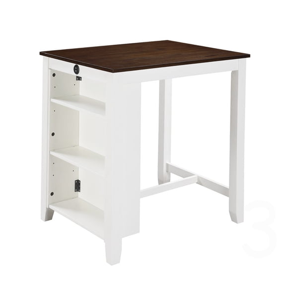 CHAMPFLAG Compact Dining Table with USB Ports and Storage, White Finish for Kitchen Nook