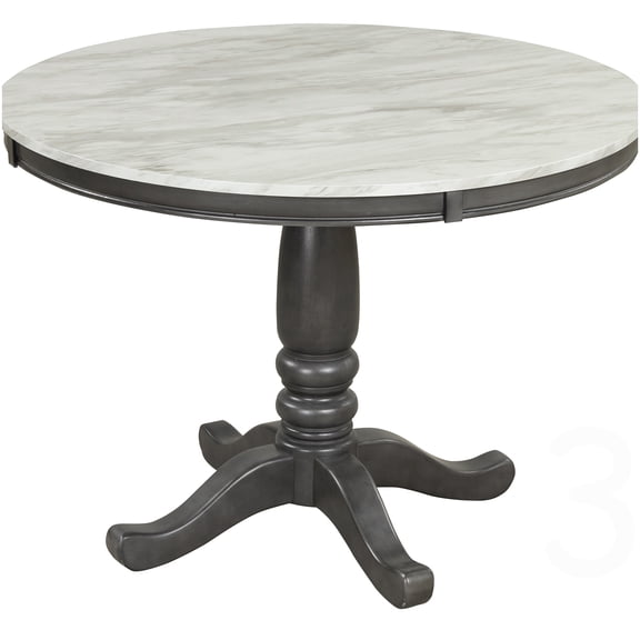 CHAMPFLAG Contemporary Round Dining Table, Gray Faux Marble Top with Solid Wood Base, Kitchen and Breakfast Nook Table, Easy to Assemble