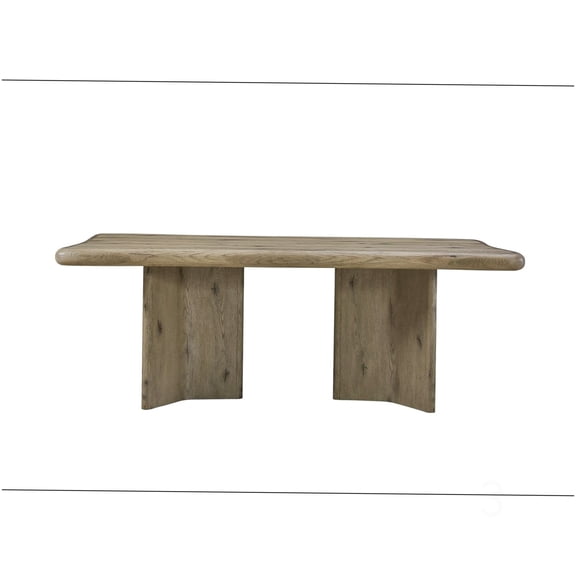 CHAMPFLAG Double Pedestal Dining Table in Oak, Rustic Knotty Wood Grain Finish, Large Farmhouse Kitchen Table