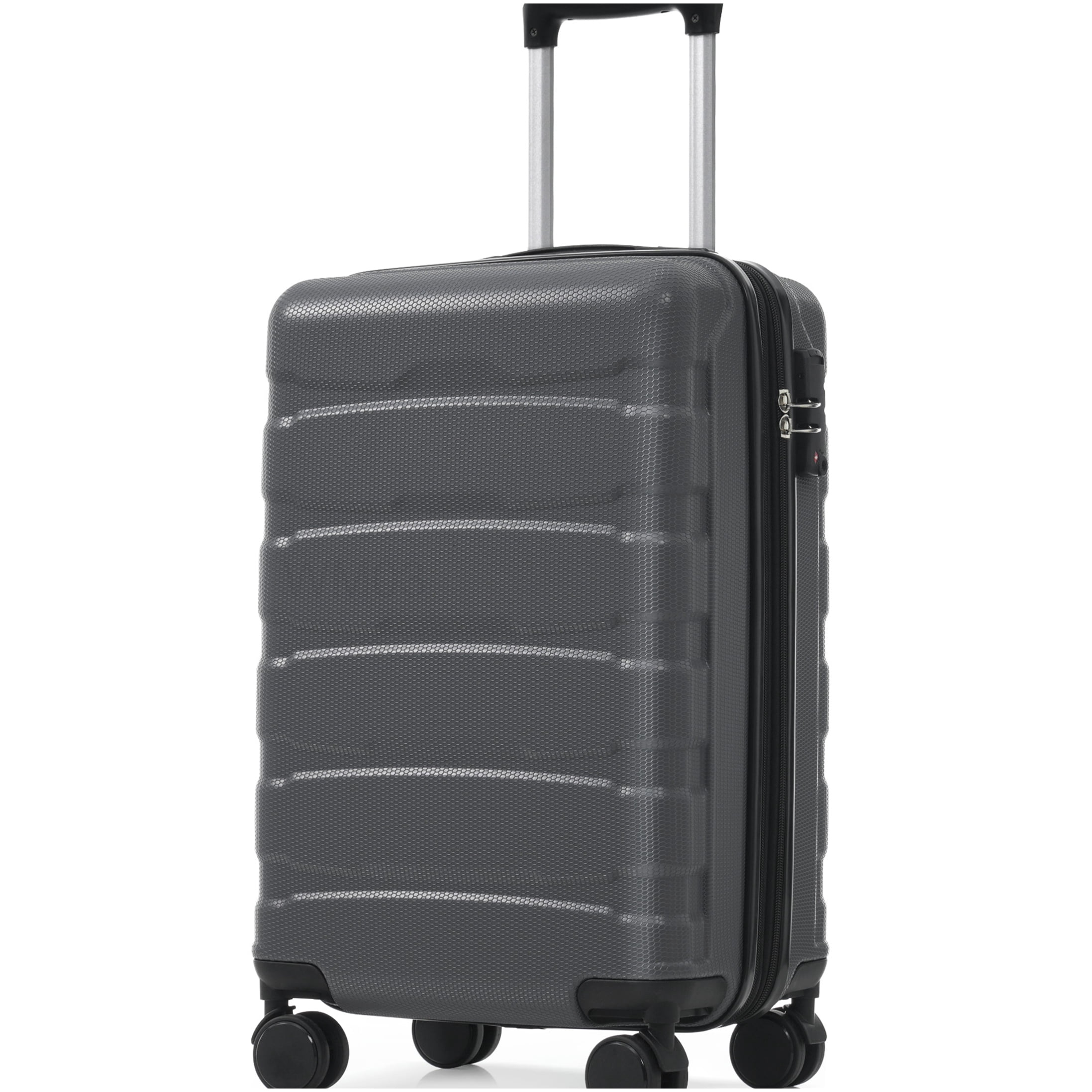 CHAMPFLAG Durable ABS Hardshell Carry-On Luggage, 20 Inch Expandable Spinner Suitcase with TSA Lock in Gray