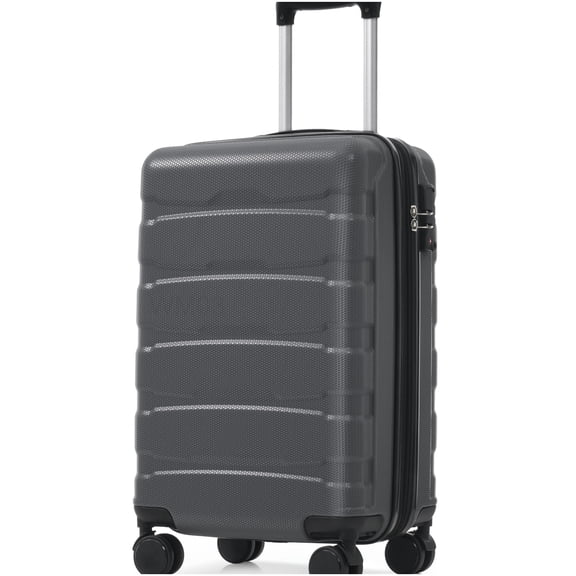 CHAMPFLAG Durable ABS Hardshell Carry-On Luggage, 20 Inch Expandable Spinner Suitcase with TSA Lock in Gray