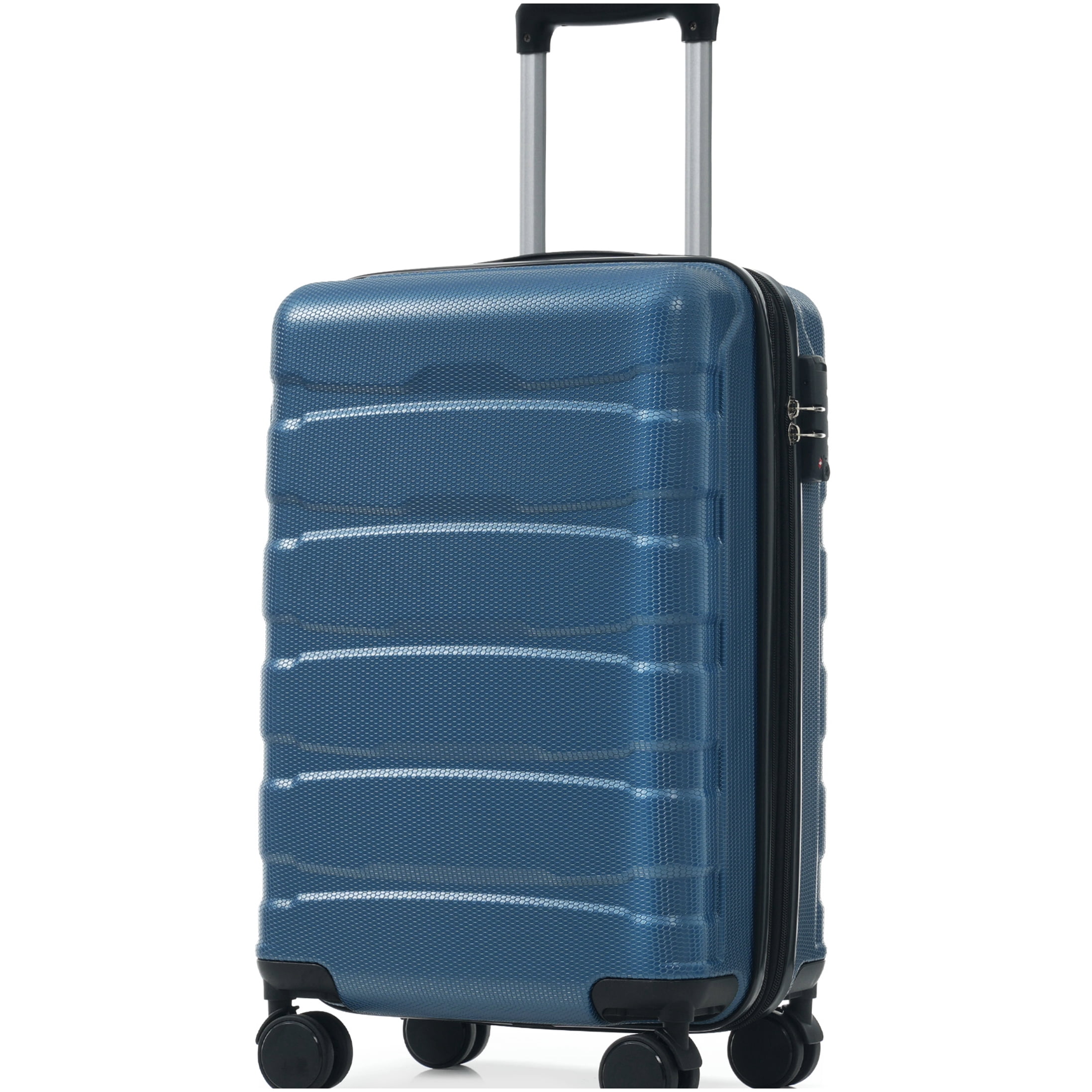 CHAMPFLAG Durable ABS Hardshell Carry-On Luggage with Expandable Feature, Spinner Wheels &; TSA Lock in Blue