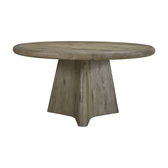 CHAMPFLAG English Knotty Oak Round Pedestal Table - Solid Wood & MDF Construction, Light Oak Finish