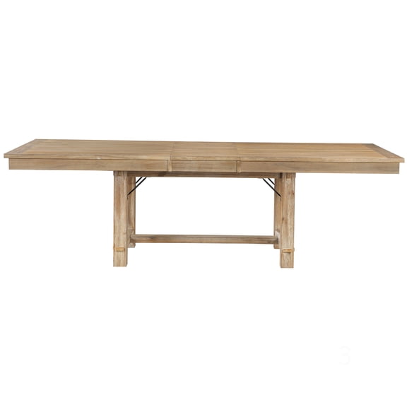 CHAMPFLAG Expandable Dining Table 102 Inch, Rustic Light Oak Finish, Self-Storing Leaf, Farmhouse Style Wood Table for 8
