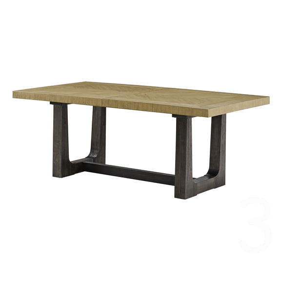 CHAMPFLAG Extendable Farmhouse Dining Table, Brown Wood with Black Trestle Base, Expandable for Entertaining