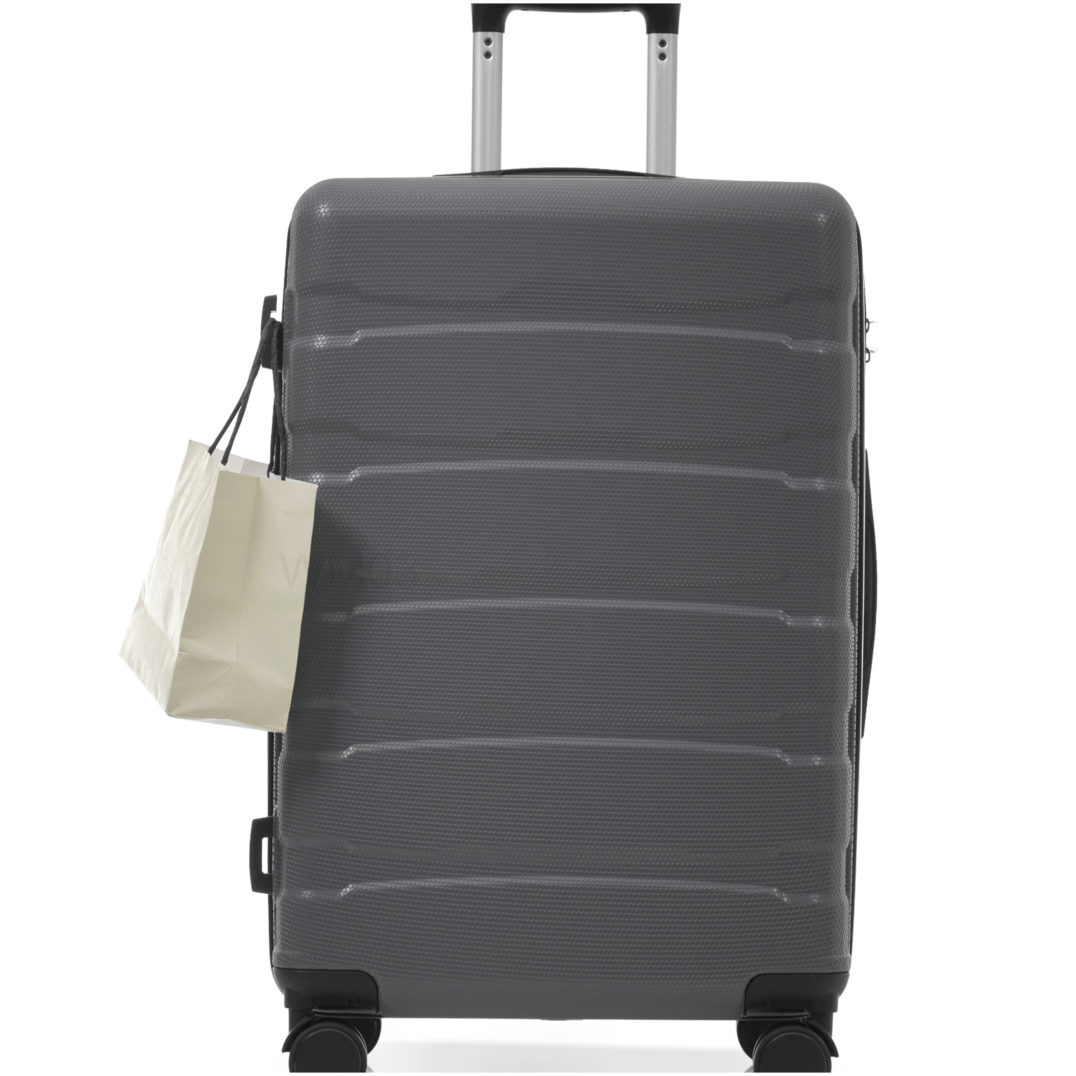 CHAMPFLAG Gray Expandable Hardside Suitcase 24 Inch, ABS Material Checked Luggage with TSA Lock and 4 Spinner Wheels