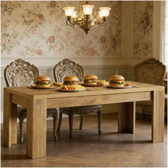 CHAMPFLAG Large 10-Seater Dining Table, Rustic Brown Farmhouse Style Kitchen Table and Home Office Desk, Durable MDF