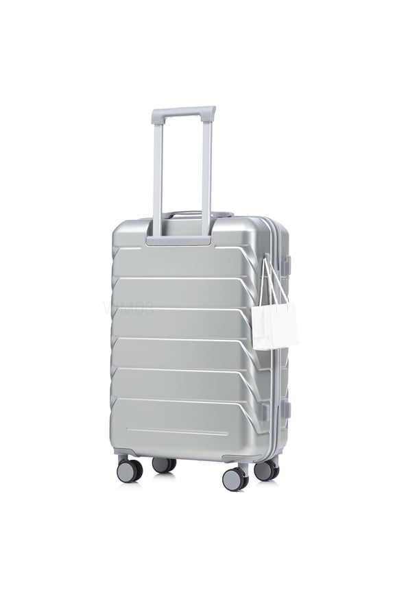 Large Capacity 28 Inch Hardside Spinner Suitcase, Silver ABS Travel Luggage with Combination Lock