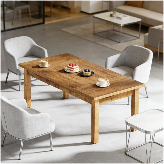 CHAMPFLAG Large Farmhouse Dining Table, Walnut Finish Kitchen Table with Rustic Charm, Seats 8