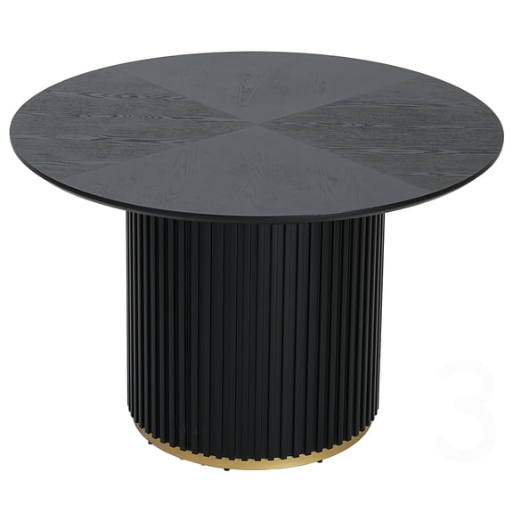 CHAMPFLAG Modern Round Dining Table with Pedestal Base, Black Kitchen Table for Small Space, Seats 4-5