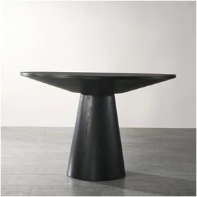 CHAMPFLAG Modern Round Dining Table with Pedestal Base, Solid Wood Construction, Ebony Finish, Seats 4